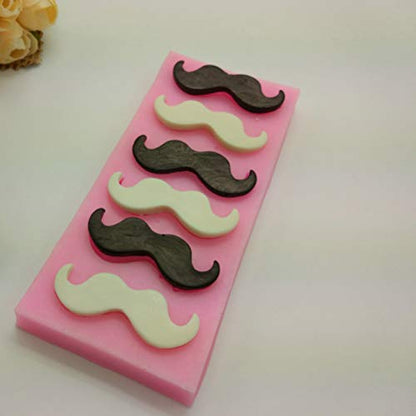 Cute 6 Cavities Funny DIY 3D Mustache Beard Silicone Mold for Fondant Chocolate Candy Gum Paste Cake Decor Baking Desserts Ice Tool
