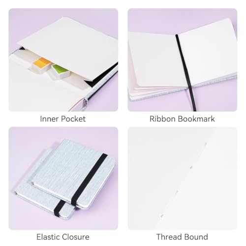 Lightwish Square Watercolor Journal,100% Cotton 24 Sheets Hot Press - color: Grey