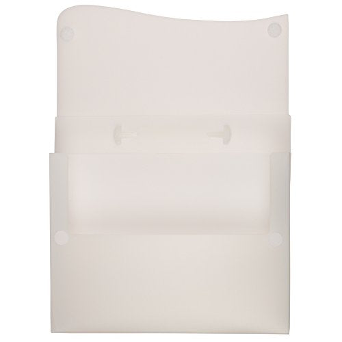 JAM PAPER Plastic Portfolio with 2-Button Waved Snap Closure - 12 x 9 1/2 x 2 - Clear - Sold Individually - color: Clear, size: 12" x 9 1/2" x 2"
