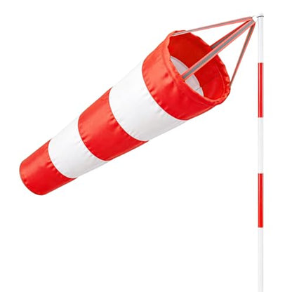 Wind Socks for Outside, 30 Inch Heavy Duty Windsock Waterproof Rip-Stop Hanging Windsocks Red White Wind Sock Direction Indicators with Reflective Belt for Flags Outdoors Airport Farm Park Yard