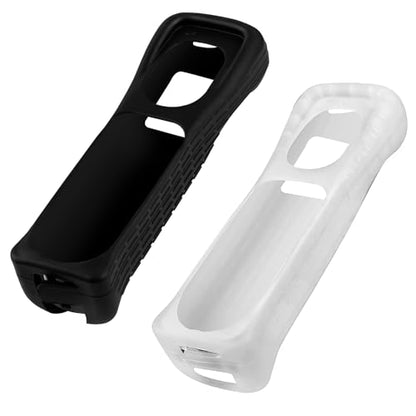 2 Packs Silicone Case Cover with Wrist Strap for Nintendo Wii Remote Controller ((Black+White)) - color: (Black+White)
