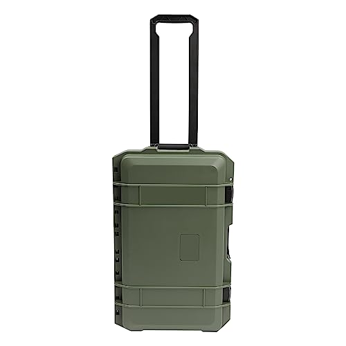 Portable Protective Camera Case, 22" Protective Roller Hard Camera Case with Wheels and Foams Camera Suitcase Waterproof Rolling Hard Case for Camera,Tools,Lens,Drone,Equipment (Green) - color: Green