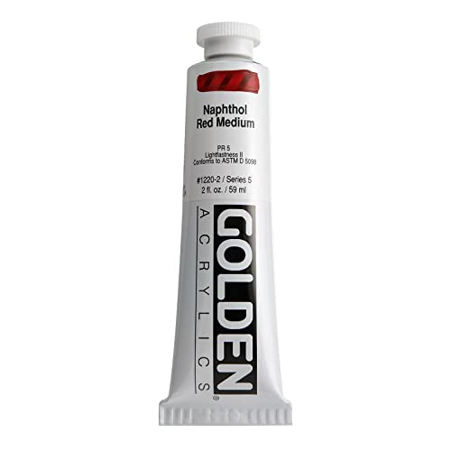 GOLDEN Heavy Body Acrylics, Naphthol Red Medium, 2 fl. oz. Tube