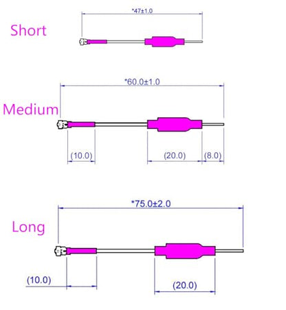3pcs of Happymodel 5.8G Dipole U.FL FPV Antenna for Micro FPV Quadcopter - size: Medium