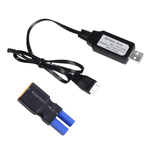 RC Battery Accessory Kit,No Wires XT90 Male (Yellow) Connector Switch to EC5 Female (red) Adapter, for Remote Control Toy Boat FPV Drone Car etc - 1 Pcs with 11.1V USB Charger Cable