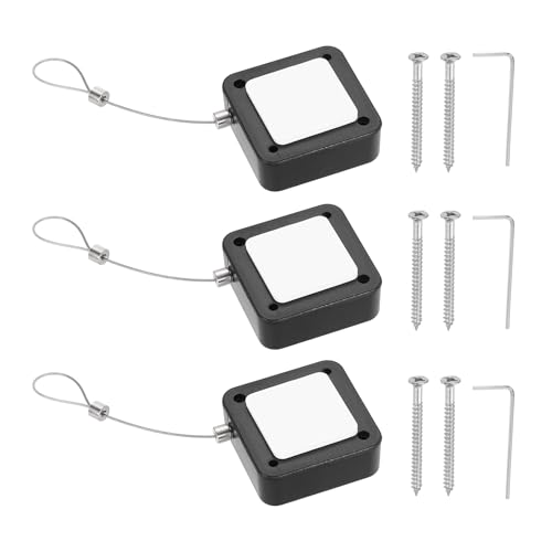 PATIKIL 5ft (1.5M) Retractable Remote Control Cable Tether 2N, 3PCS Remote Control Security Lanyard Lock Adjustable Locking Leash with Rope Locks for TV Tablets Showroom, Black - color: Black, size: 5ft