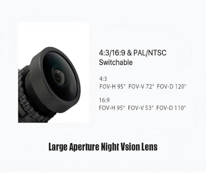 FPV Camera Foxeer Mini Cat 4, 1200TVL Super Starlight Night Vision Camera with 2.1mm Low Light Lens, OSD Menu Remote Control, Global WDR for RC FPV Racing Drone