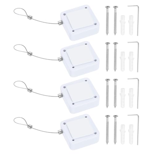 PATIKIL Retractable Remote Control Cable Tether 4.9ft /1.5M, White 4 Set - color: White, size: 4.9ft /1.5m