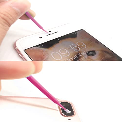 100 Pack Phone Charge Port Cleaning Tool kit,Bendable Mini Soft Round Brushes Cleaner Compatible with iPhone 11 Pro Speaker Tablet Camera Laptop Computer Smartphone, Pink - color: Pink