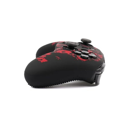 Wolf Controller Skin Cover for NS Switch Pro Controller, RALAN 1 controller skin+4 Customised Thumb Grips Caps Accessories - color: Wolf Black Red
