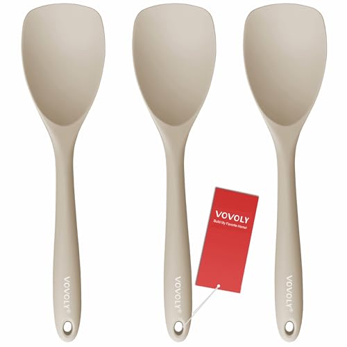 Vovoly Silicone Spatula Spoon Set, 11 IN, Khaki, Spoonulas Heat Resistant - color: Khaki