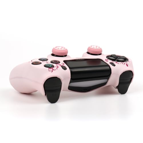 Cat Among Blossoming Branches Design Controller Skin Cover with 2 Thumb Grips Compatible with PS4/Playstation 4 Slim/Pro Controller - color: Cat Pink