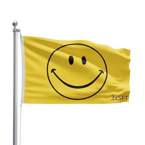 SSK® Smiley Face Outdoor Flag - Large 3' x 5', Weather-Resistant Polyester - color: Smiley Face