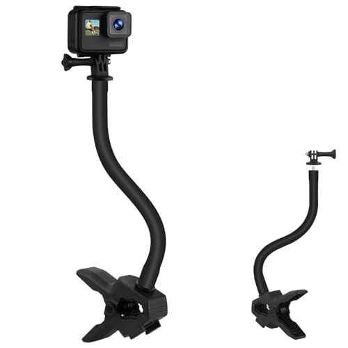 Upgraded Camera Jaws Flex Clamp Mount,11.8 inch Flexible Gooseneck Arm,Compatible for Gopro Hero 13/12/11/10/9/8/7/6/5/4/Max/Fusion,Insta360 one X1/X2/X3/R/RS,Mevo Start,DJI Osmo Pocket3 Action Camera