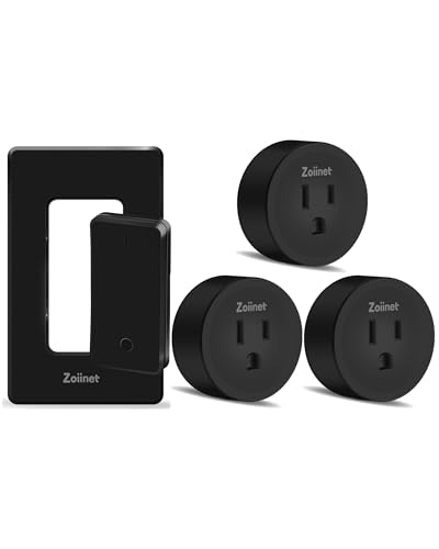 Zoiinet Black Remote Control Outlet, with 3 Plugs, 80-275V/15A/1500W - style: 1 Switch 3 Outlets