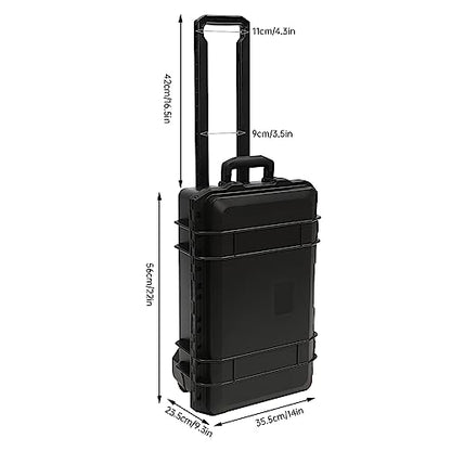 Portable Protective Camera Case, 22" Protective Roller Hard Camera Case with Wheels and Foams Camera Suitcase Waterproof Rolling Hard Case for Camera,Tools,Lens,Drone,Equipment (Black) - color: Black
