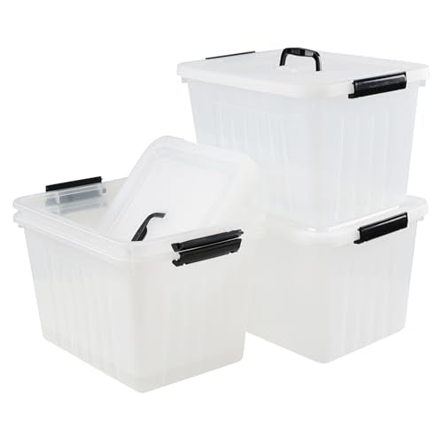 Asking 18 L Clear Plastic Storage Box with Handle, 4-Pack - size: 18 L