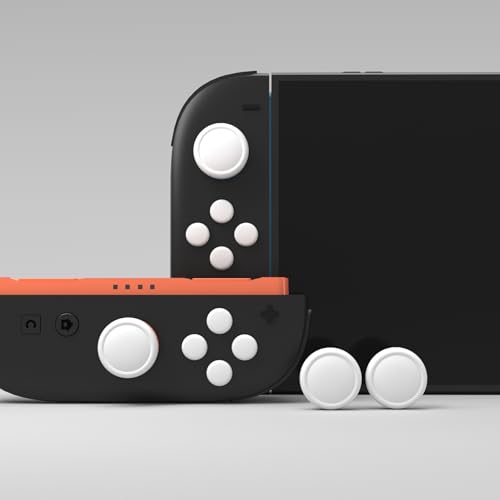 PlayVital Button Caps + Thumb Grip Set for Nintendo Switch 2, 2 Silicone Colorful ABXY Directional Button Covers & 2 Joystick Caps for Joycon - White - color: White