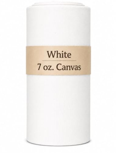 Sedona Designz 60" Wide Cotton Duck Canvas Fabric - 7oz Durable 100% Cotton (White, 5 Yards) - color: White, size: 5 Yards