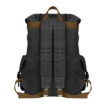 Heavy-Duty Waxed Canvas Rucksack Backpack - color: Black, size: 400 x 340 x 190 mm - Standard