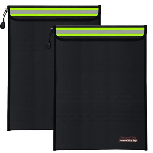 2PCS 15"x11" Black Fireproof Document Bag with Zipper Home Office Travel Fireproof Safe Storage for A4 Document File Cash Valuables Jewelry Passport Currency Tablet Power Bank Lipo Battery - size: 28*38cm Black