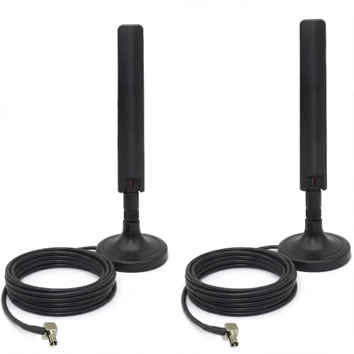 2-Pack 10dBi 5G 4G LTE Antenna with Magnetic Base – TS9 Dual MIMO External Antenna for Netgear Nighthawk M6 MR6110 MR6500 M5 MR5100 M1 MR1100 LB1120 LB2120 Huawei MiFi Hotspots Router – 5ft Cable - style: TS9