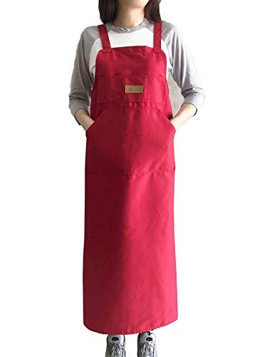 Artist apron / Long apron - Red - color: Red