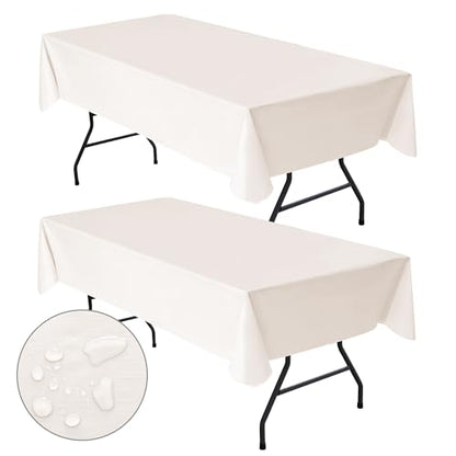 Waterproof Vinyl Tablecloth with Flannel Backing 2 Pcs 60x84 In Beige - color: Beige, size: 60x84 Inch (Rectangular)