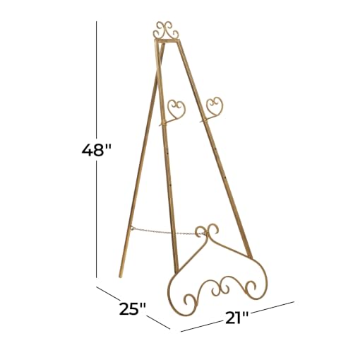 Deco 79 Metal Scroll Easel, Stand 21" x 25" x 48", Gold - color: Gold, size: 23" x 24" x 48"