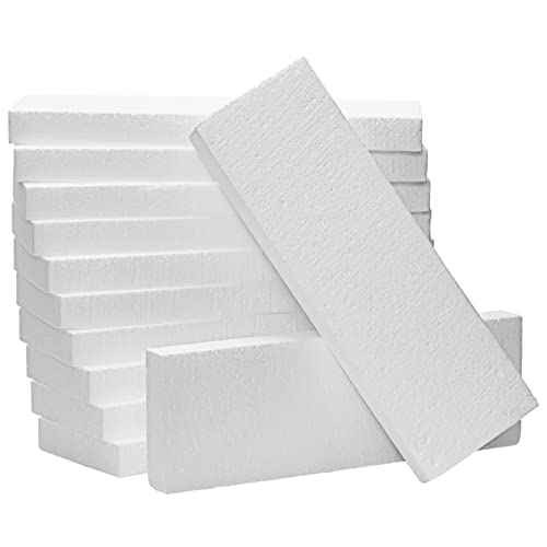 Juvale Foam Rectangle Blocks for Crafts - 12 in x 4 in x 1 in, White, 12 Pack - Cuttable & Paintable for Diorama Foam Boards & Sheets, Model Making & School Projects - size: Medium