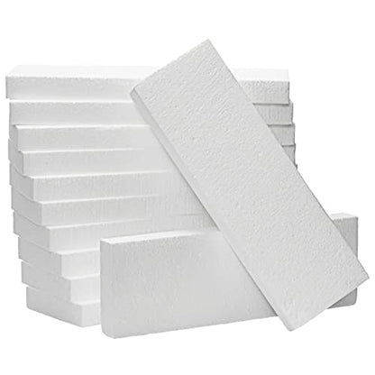 Juvale Foam Rectangle Blocks for Crafts - 12 in x 4 in x 1 in, White, 12 Pack - Cuttable & Paintable for Diorama Foam Boards & Sheets, Model Making & School Projects - size: Medium