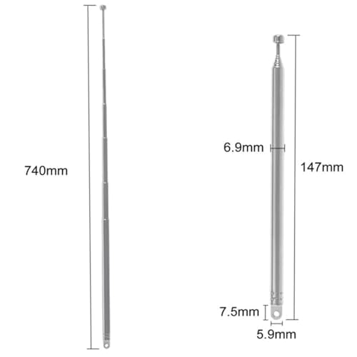2pcs Telescopic Antenna 7 Sections Telescopic 74cm AM FM Antenna Portable Radio Antenna Replacement for Radio, TV and Other Electric Products - size: 7 Sections-2pcs