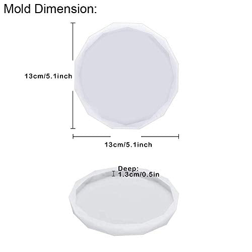ResinWorld 4 Pack Coaster Molds - Diamond Edge Crystal & Round Geode Silicone Molds for Epoxy Resin Casting
