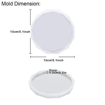 ResinWorld 4 Pack Coaster Molds - Diamond Edge Crystal & Round Geode Silicone Molds for Epoxy Resin Casting
