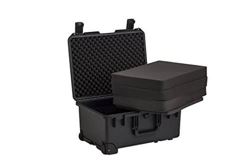 MEIJIA Premium Waterproof Rolling Hard Camera Case,Hard Protective Case with customizable fit foam and wheels,Full Protection with Light&Convenient Design,Elegant Black (21.2"x16"x10.51") - size: 21.2"x16"x10.51"