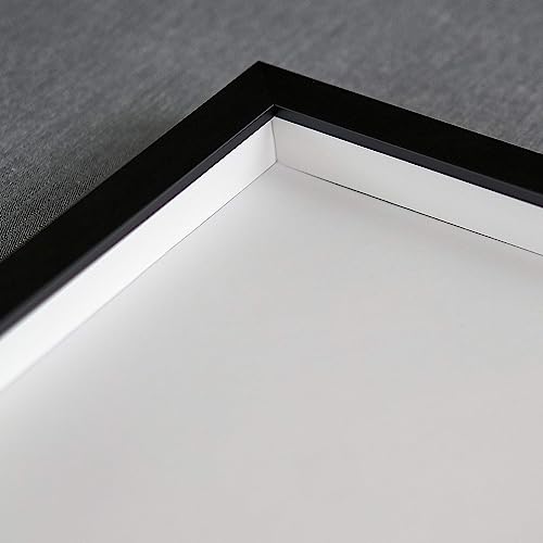 14x22 Shadow Box Frame Black Wood | with a 3/4" Usable Display Depth | Includes a Black Real Suede Texture Acid-Free Backing Board, UV Resistant Acrylic, and Hanging Hardware