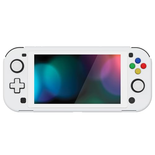PlayVital ZealProtect Protective Case for Nintendo Switch Lite, Ergonomic Grip Hard Cover - Durable Shock-absorbent Anti-Scratch with Screen Protector & Thumb Grip Button Caps, White - color: White