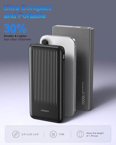 2-Pack Power Bank, 10000mAh 22.5W Fast Charging Portable Charger - color: Black & Black