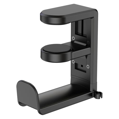 EURPMASK Rotating Headphone Stand,Adjustable Clamp-on Headset Holder Hanger - color: Black 1 Pack
