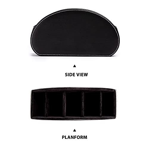 Remote Control Holders Organizer Box with 5 Compartment PU Leather Caddy - color: BlACK, size: S