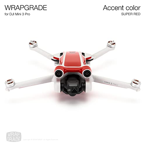 WRAPGRADE Skin Stickers Compatible with DJI Mini 3 Pro | Accent Color (Super RED) - color: Super Red