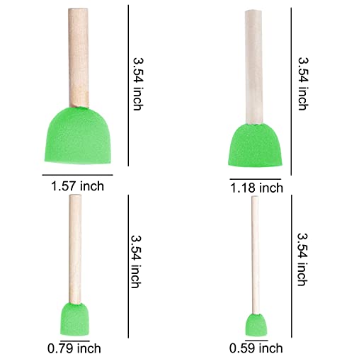 WAFJAMF 60 Pcs Round Sponges Brush Set 4 Sizes DIY Painting Tools Green - color: Green