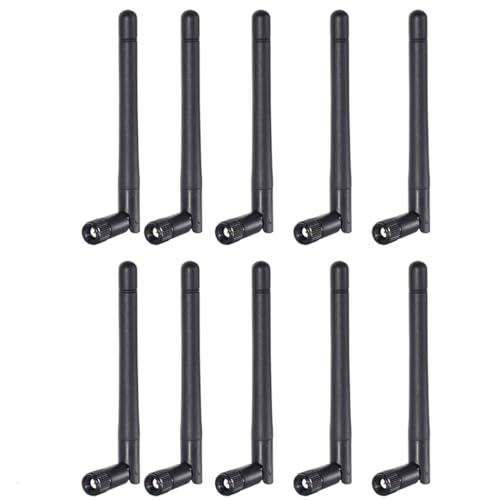 Bingfu Dual Band WiFi 2.4GHz 5GHz 5.8GHz 3dBi MIMO RP-SMA Male Antenna (10-Pack) for WiFi Router Wireless Network Card USB Adapter Security IP Camera Video Surveillance - color: [RP-SMA Male] Antenna 10-Pack - Black