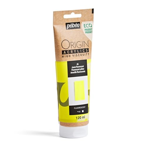 PEBEO Origin Acrylics 120ml Acrylic Paint, Fluorescent Yellow - color: Fluorescent Yellow