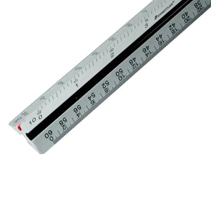STAEDTLER Architectural Triangular Scale, 12in Scale Ruler with 6 Different Scales, Color-Coded Grooves, Die-Engraved Graduations (Pack of 2) - size: 12 Inch Pack of 2