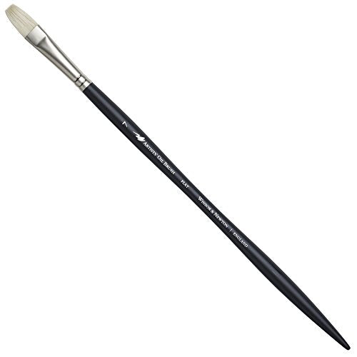 Winsor & Newton Artists' Oil Hog Paint Brush, Long Handle Size 7, Flat - size: #7, style: Flat