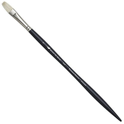 Winsor & Newton Artists' Oil Hog Paint Brush, Long Handle Size 7, Flat - size: #7, style: Flat