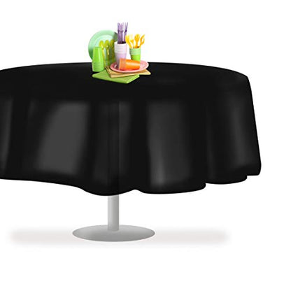 Grandipity Plastic Table Cloth Disposable 12 Pack 84" Round Black - color: Black, size: 84in. Round