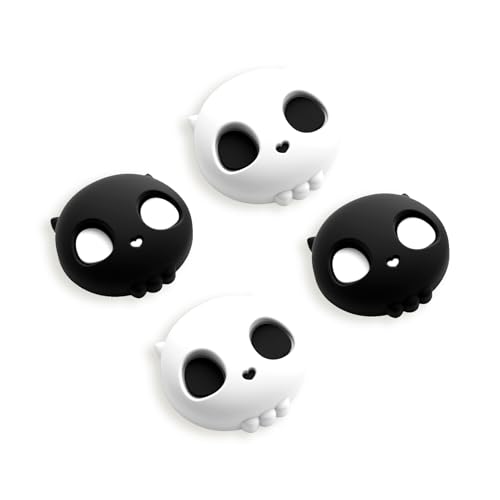 GeekShare Skull Joystick Caps Compatible with Nintendo Switch 2, Anti-Slip Silicone Thumb Grip Caps for Switch 2025, Black & White, 4PCS - color: Skull-Whit