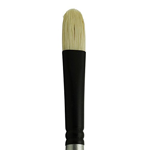 ZEM Brush Interlocked White Hog Bristle Filbert Artist Brushes Oil Paint Set 6 pcs
